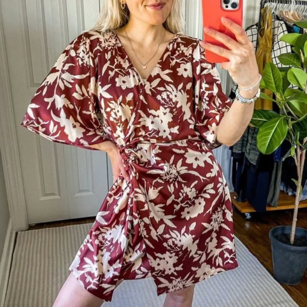 Zara NEW FLORAL PRINT KNOTTED DRESS Asymmetrical WRAP SHORT Faux-Wrap 8186/320 M
